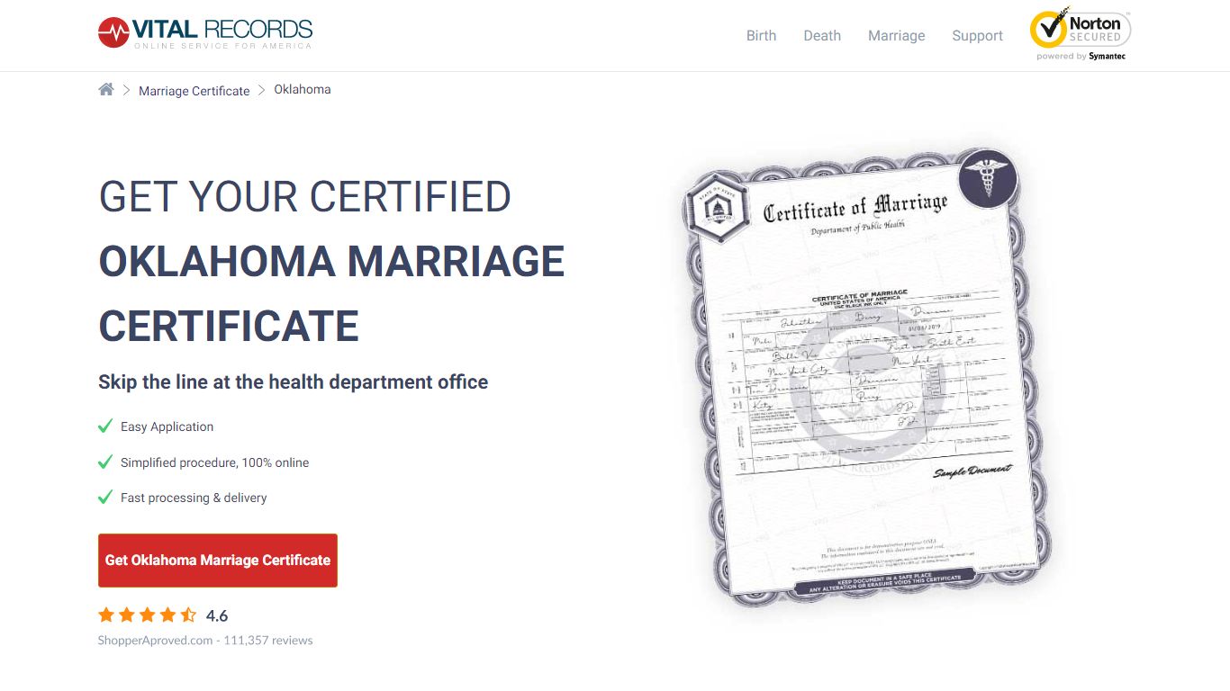 Get Your Certified Oklahoma Marriage Certificate - Vital Records Online